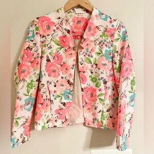 Sis Sis Bright Fun Color Roses Women’s Blazer Size Medium- EUC